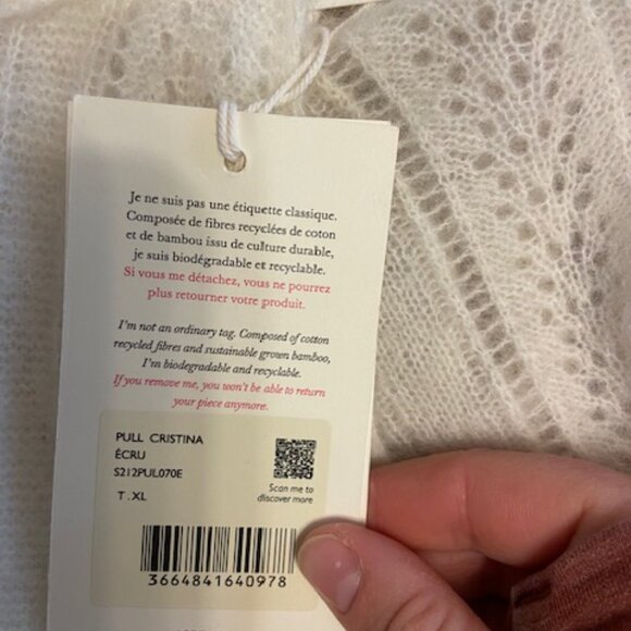 Sezane Ivory V-Neck Sweater - Picture 6 of 10